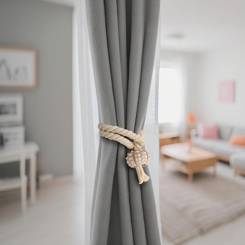 Xinally Hand Woven Curtain Tiebacks,2 PCS Sea Urchin Curtain Holdbacks, Mediterranean Style Curtains Ties for Indoor Outdoor Drapes Decorative (Sea Urchin) - Image 4